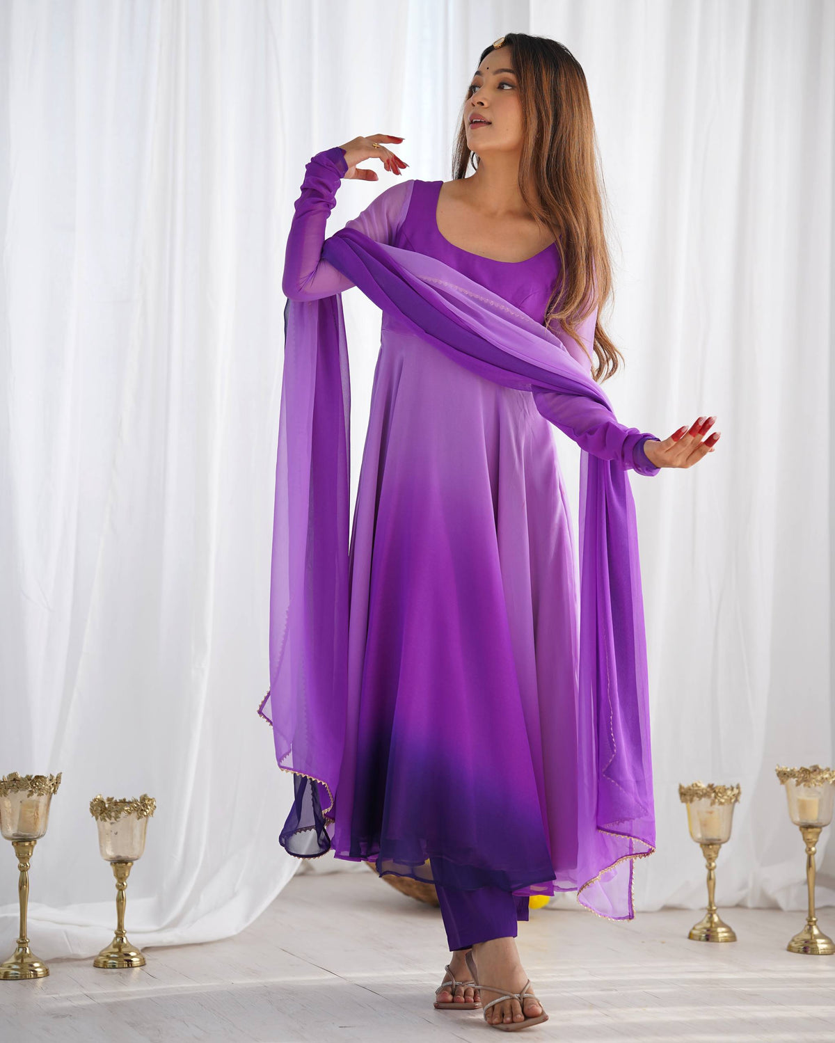 PURE SOFT FOX GEORGETTE MOST TRENDY PADDING FABRIC FULLY FLARE ANARKALI,WITH DUPPTA SET,PENT READY TO WEAR