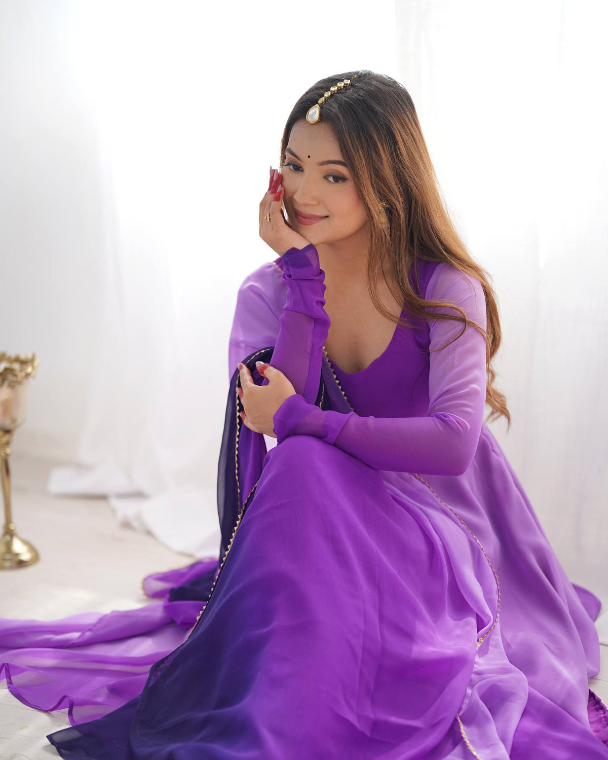 PURE SOFT FOX GEORGETTE MOST TRENDY PADDING FABRIC FULLY FLARE ANARKALI,WITH DUPPTA SET,PENT READY TO WEAR