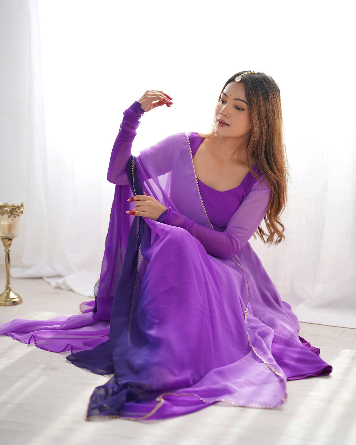 PURE SOFT FOX GEORGETTE MOST TRENDY PADDING FABRIC FULLY FLARE ANARKALI,WITH DUPPTA SET,PENT READY TO WEAR
