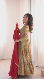 GEORGETTE ANARKALI GOWN DUPPTA FULL SET READY TO WEAR