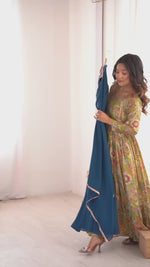 GEORGETTE ANARKALI GOWN DUPPTA FULL SET READY TO WEAR